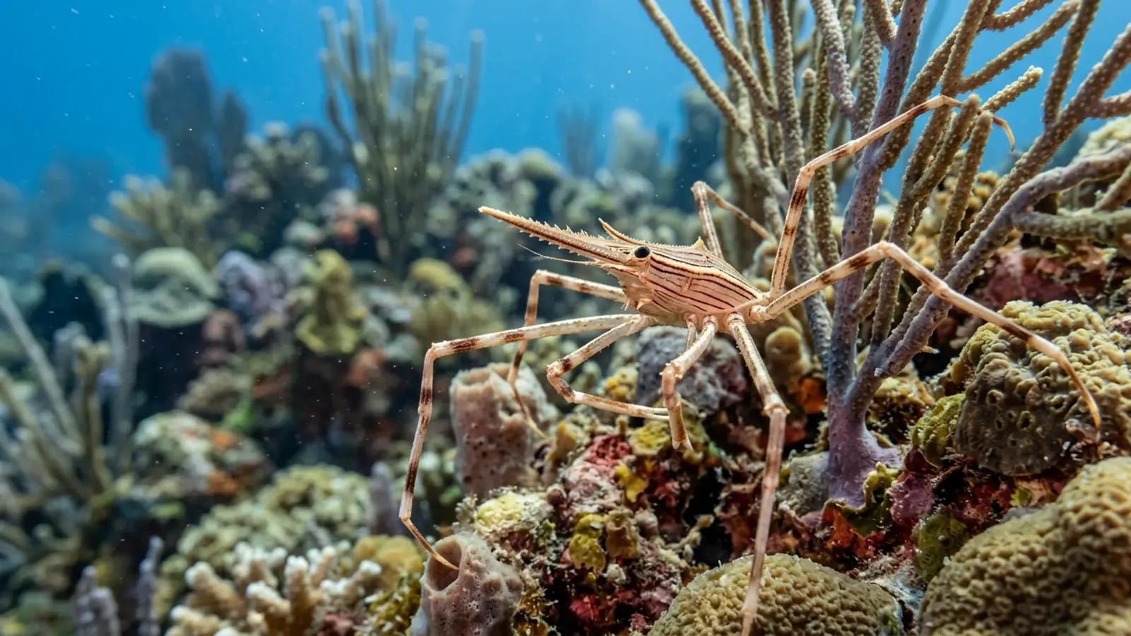 Arrow crab at the dive site Elk Horn Forest