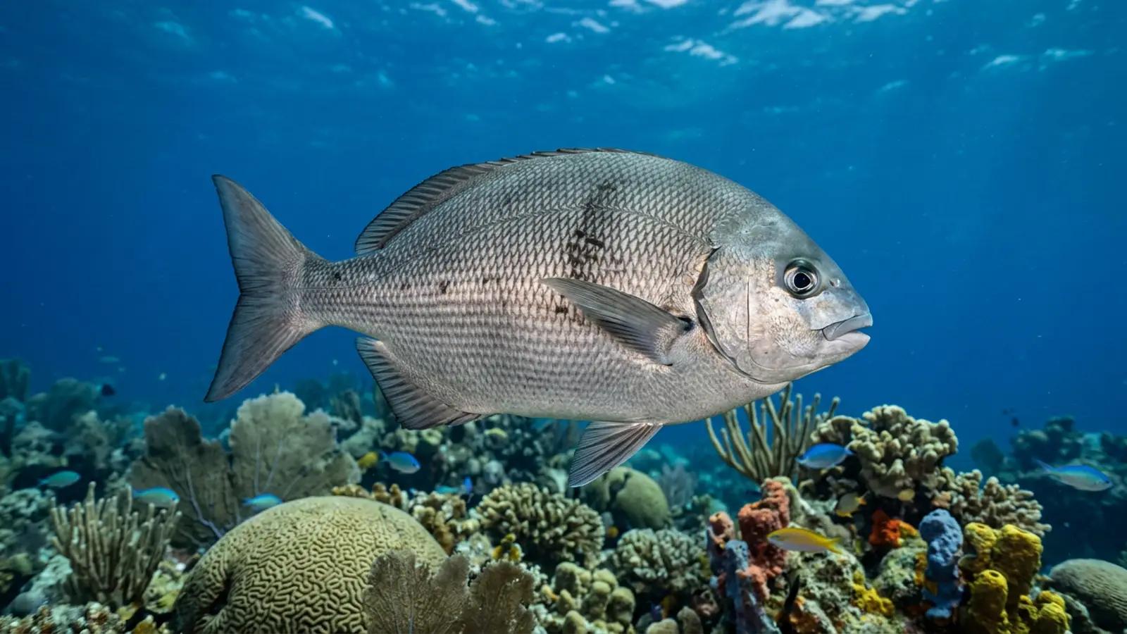Bermuda chub at the dive site 3 Fathom Wall