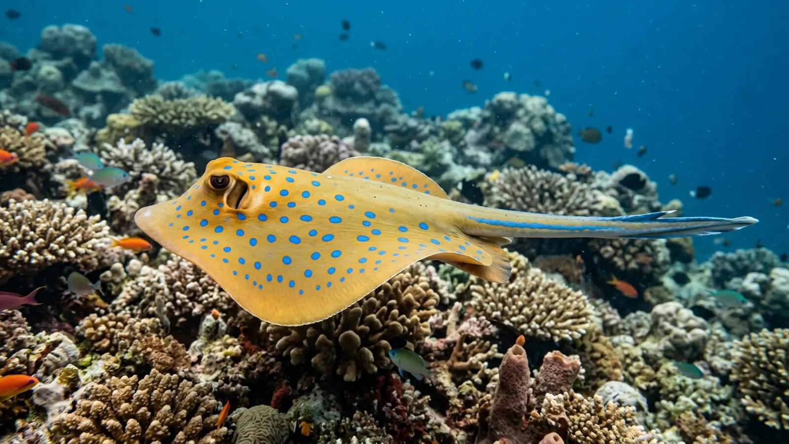 Bluespotted Ribbontail Ray at the dive site Maskali Garden