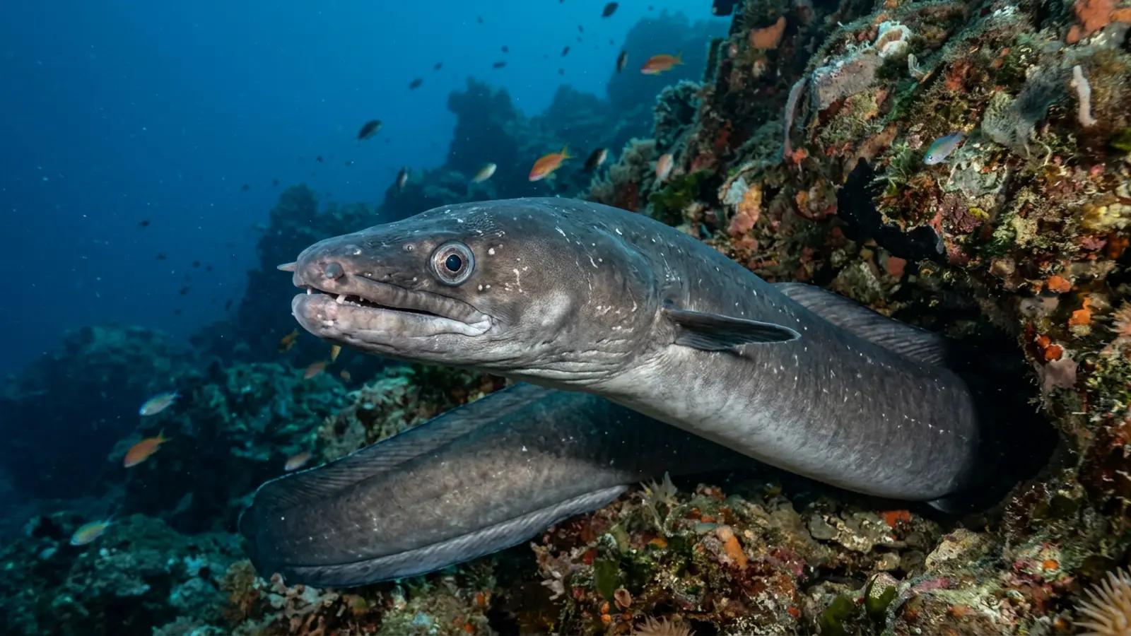 Conger eel at the dive site Monem Wreck