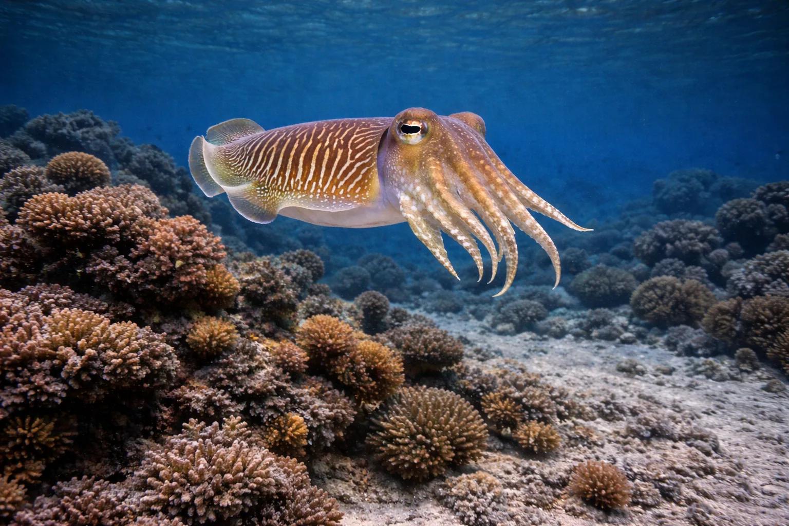 Cuttlefish at the dive site Monem Wreck
