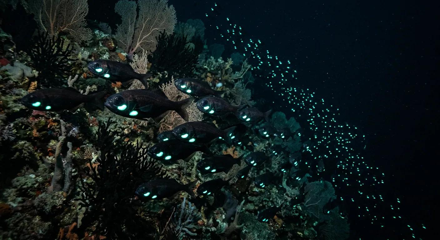 Flashlight fish at the dive site Banda Neira Jetty