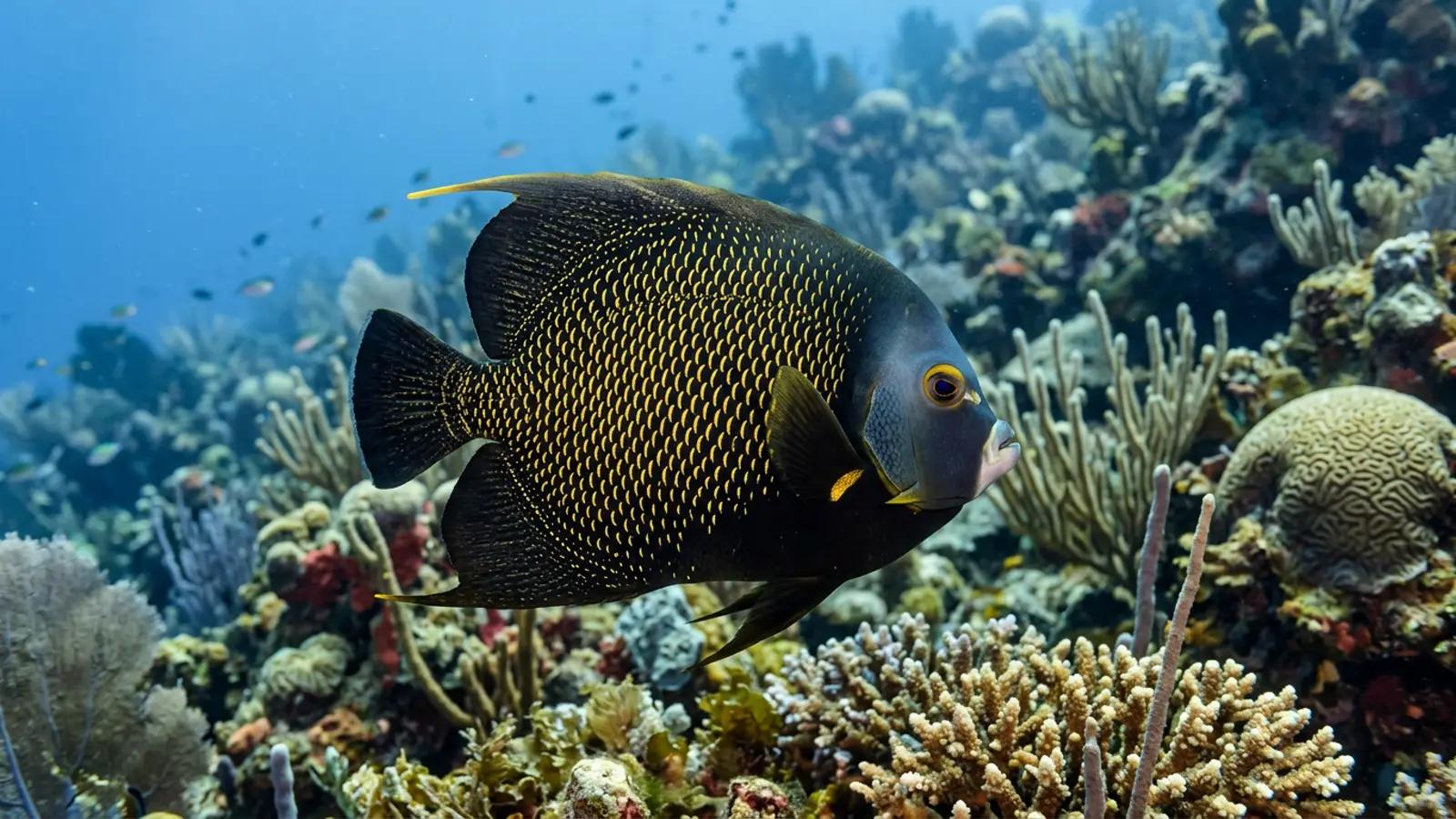 French angelfish at the dive site Manchones Reef