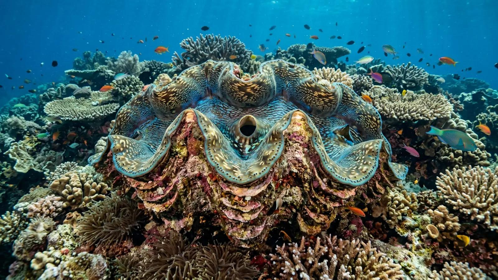 Giant clam at the dive site Dimakya Island