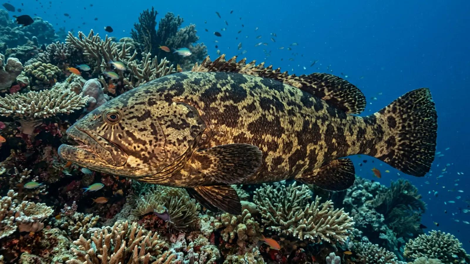 Large Grouper at the dive site Jado Trader Wreck