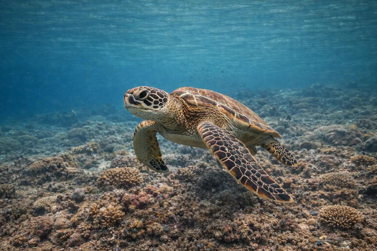 Green sea turtles at the dive site Elizabeth Bay