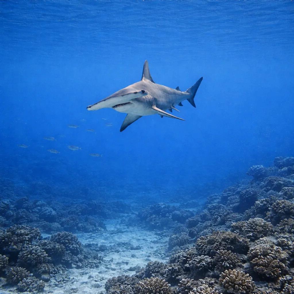 Hammerhead shark at the dive site Pool Party