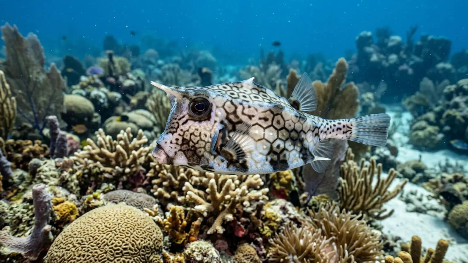 Honeycomb trunkfish at the dive site Man O'War Shoal