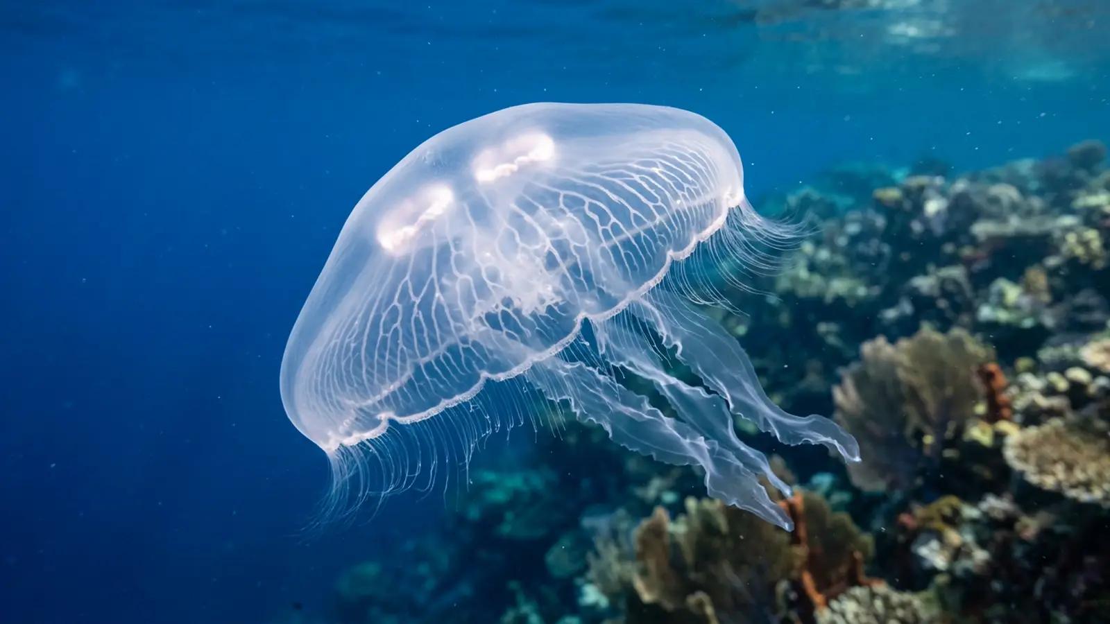 Jellyfish at the dive site Iceberg Graveyard - Pleneau Island