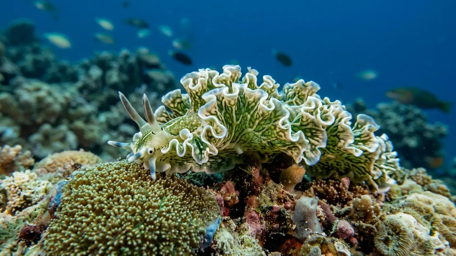 Lettuce Sea Slug at the dive site Jado Trader Wreck