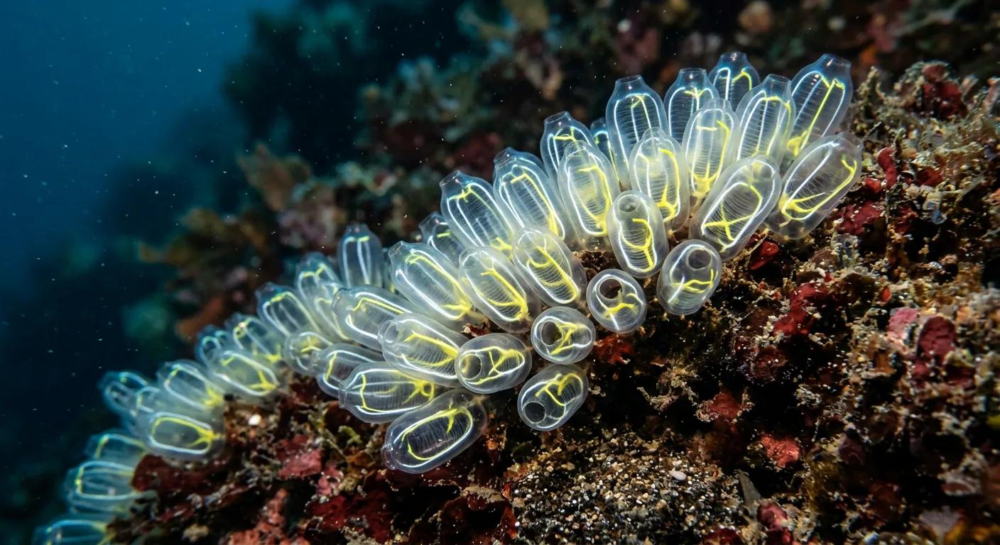 Light-bulb tunicates at the dive site Painted Wall