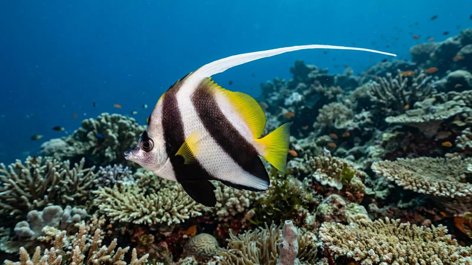 Pez estandarte de aleta larga at the dive site Munda - Shark Point