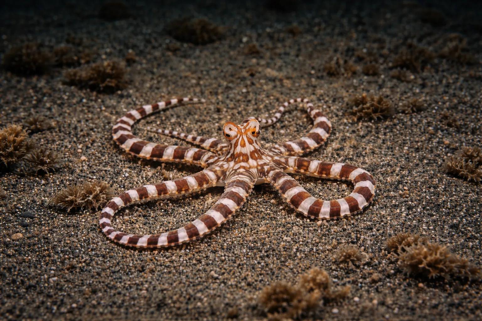 Mimic octopus at the dive site Mandarin House