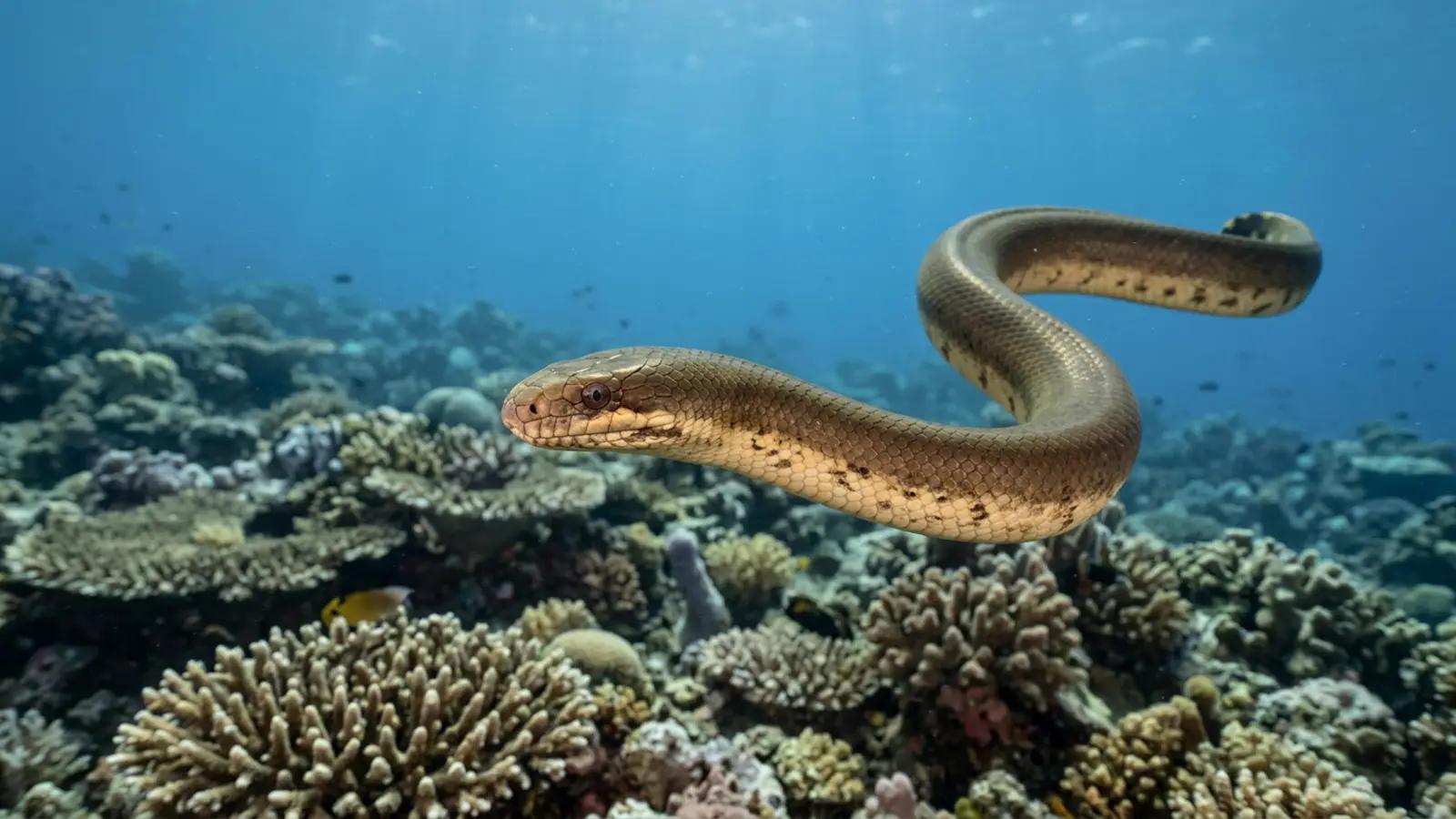 Olive-headed sea snake at the dive site Blizzard Ridge