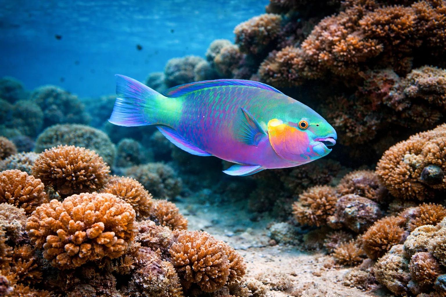 Mediterranean Parrotfish at the dive site Caloura Reef