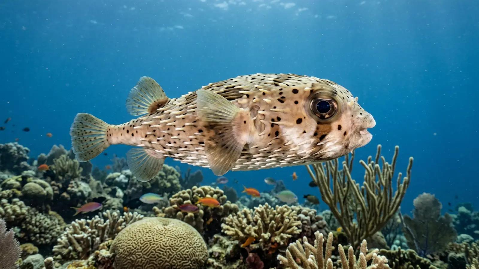 Porcupine fish at the dive site Elephante
