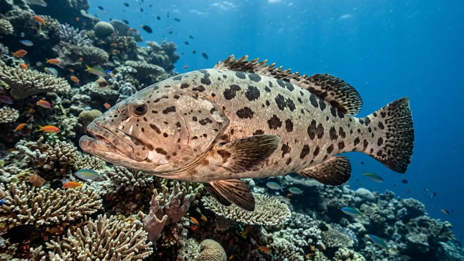 Giant potato cod at the dive site Clerke Reef