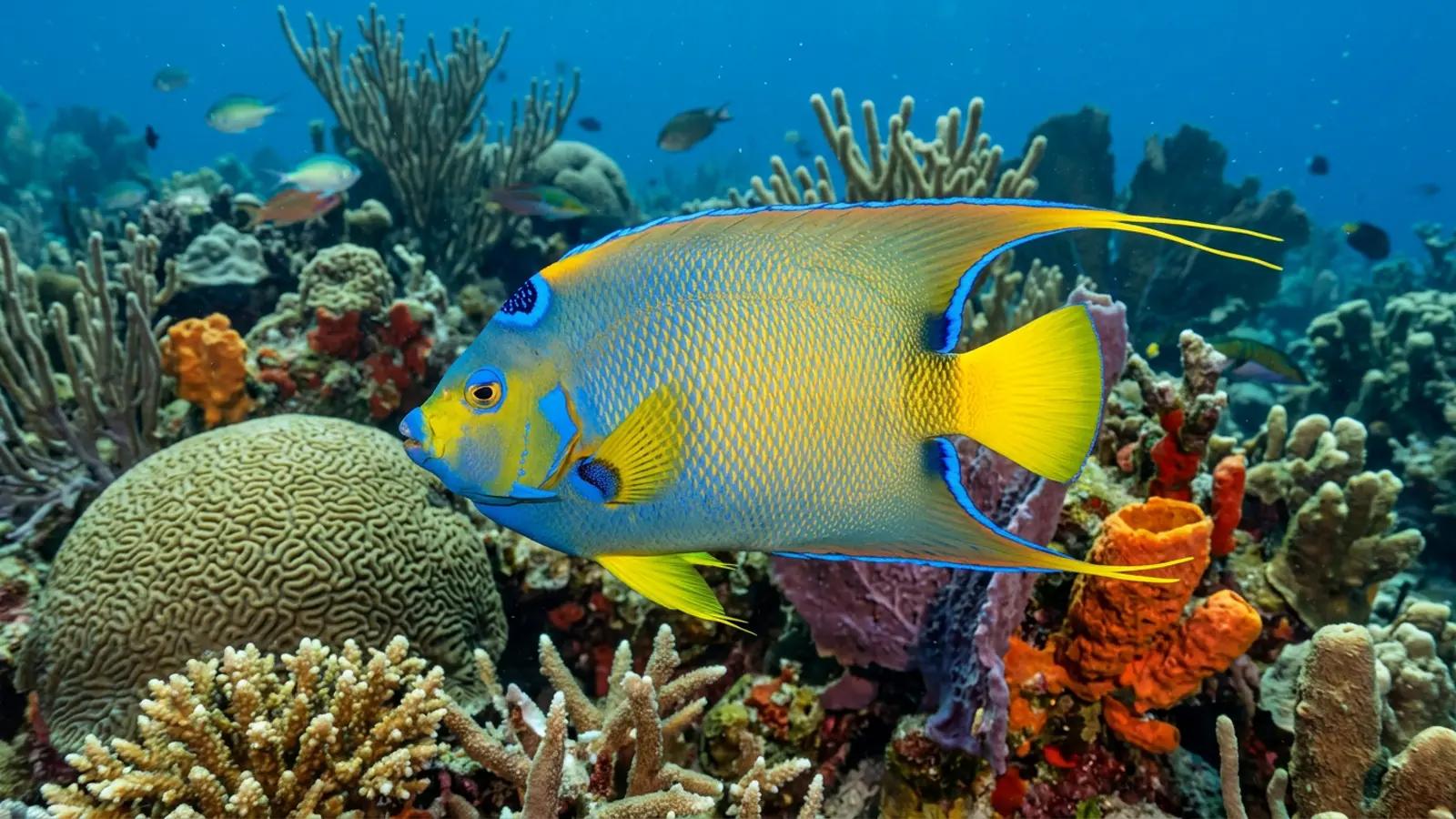 Queen angelfish at the dive site Manchones Reef