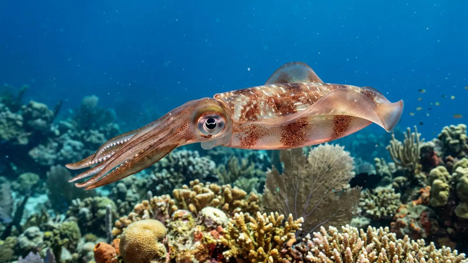 Squid at the dive site Blue Hole - Sigua
