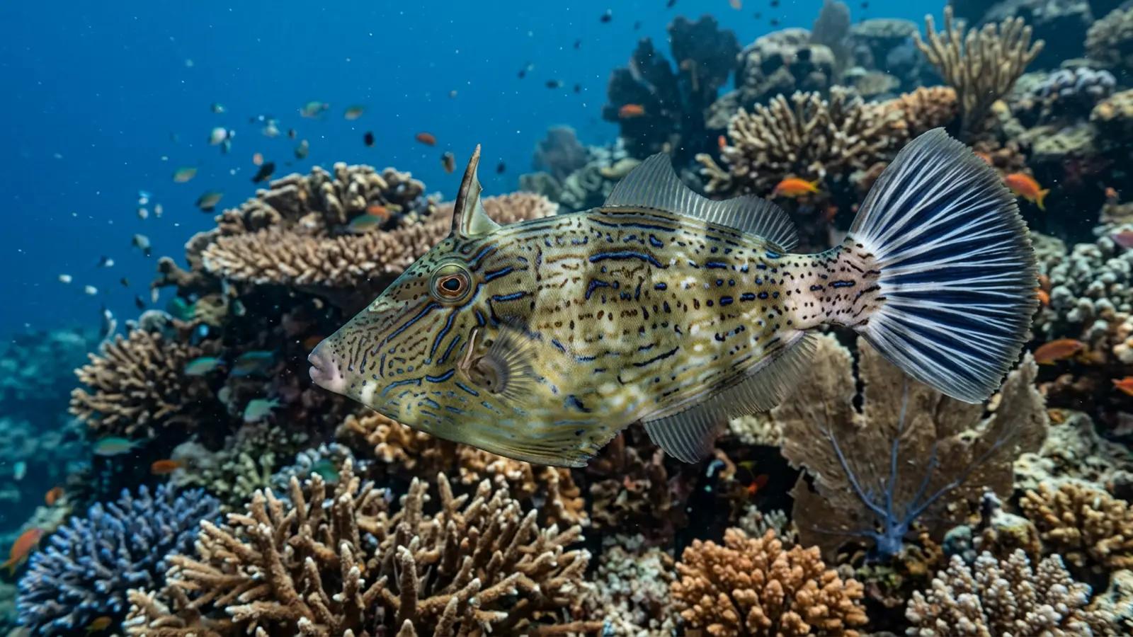 Scrawled filefish at the dive site Man O'War Shoal
