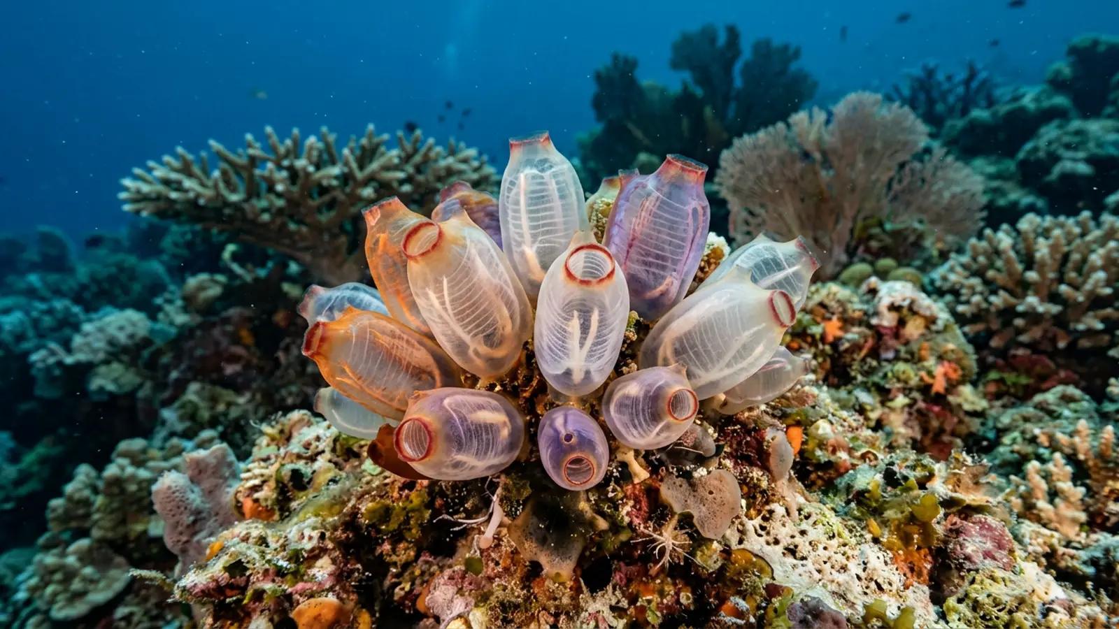 Sea squirts at the dive site Petermann Island