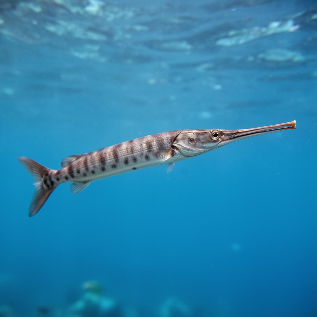 Trumpet fish at the dive site Elephante