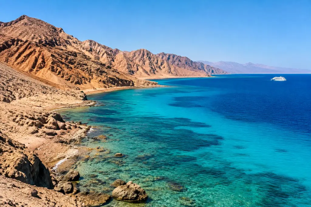 AI-generated illustration of Red Sea desert coast