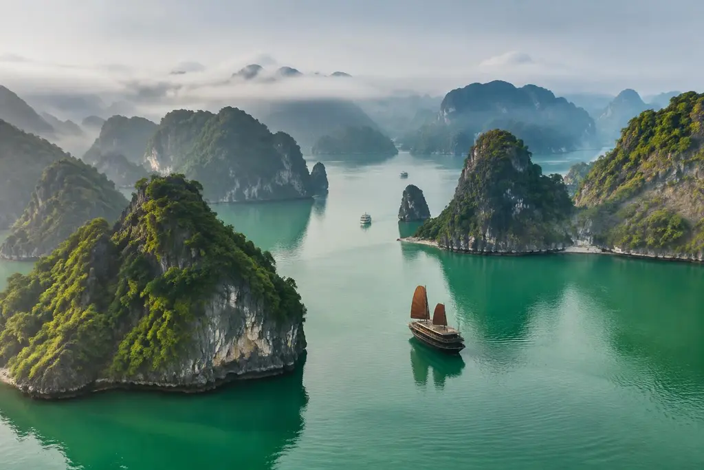 AI-generated illustration of Ha Long Bay