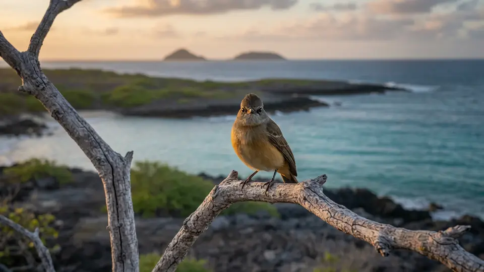 Galápagos Flycatcher in its natural habitat, AI illustration