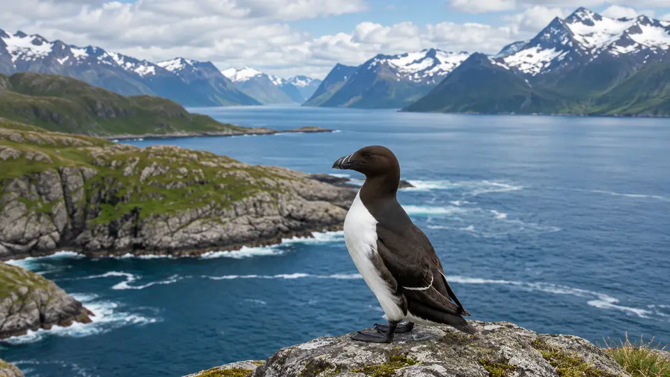 Common Guillemot in its natural habitat, AI illustration