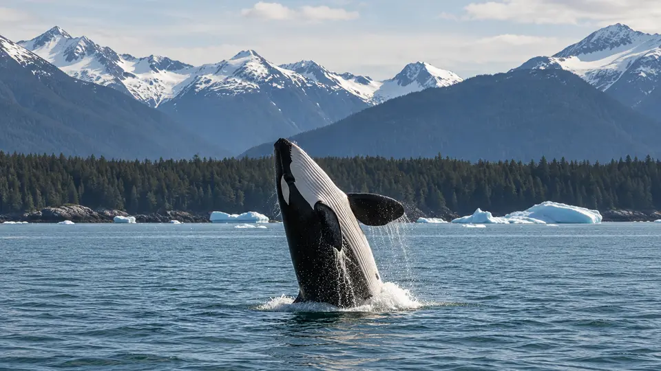 Killer Whale in its natural habitat, AI illustration