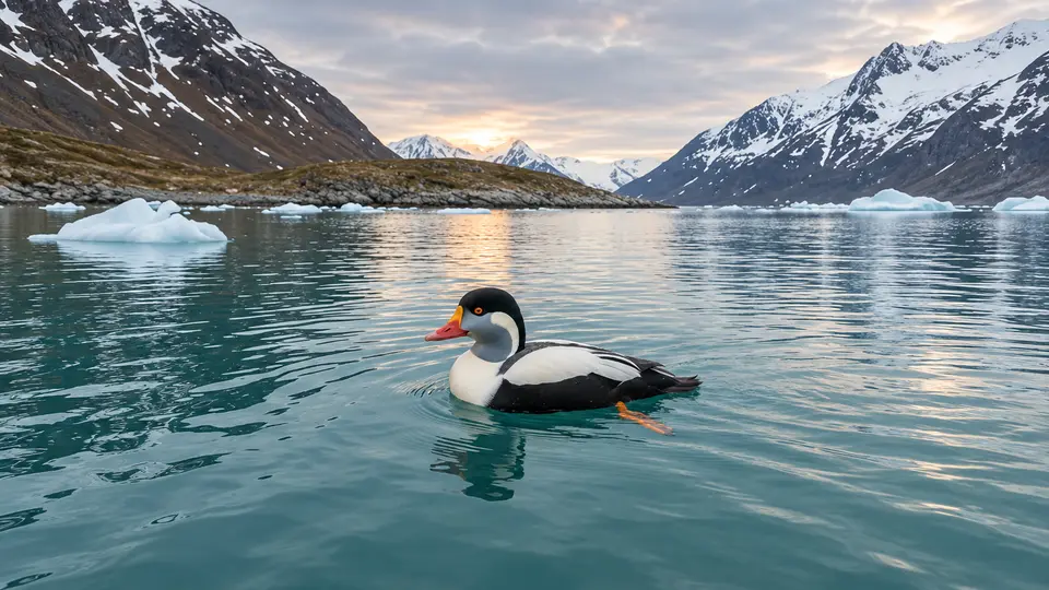 King Eider in its natural habitat, AI illustration