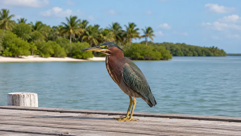 Green Heron in its natural habitat, AI illustration