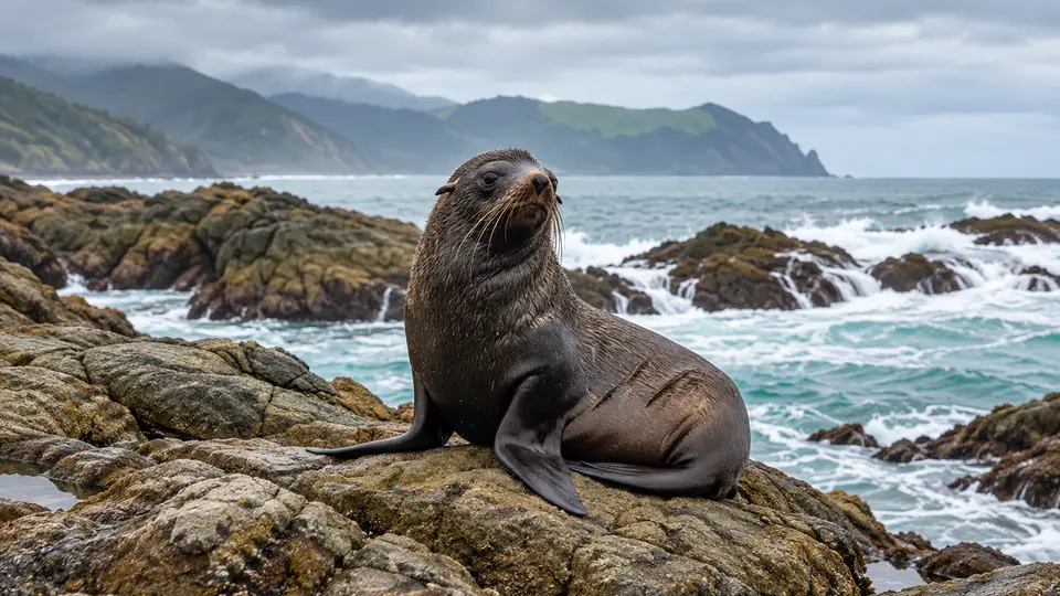 AI-generated illustration of New Zealand fur seal