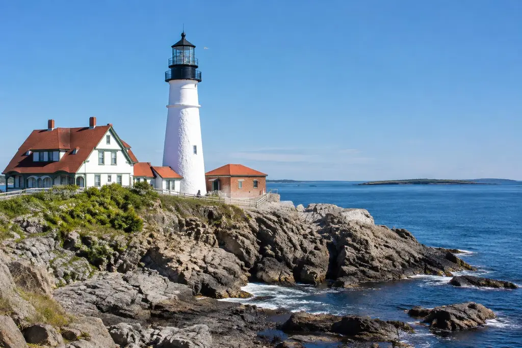 AI-generated illustration of Maine lighthouses