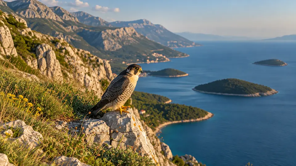 Peregrine Falcon in its natural habitat, AI illustration