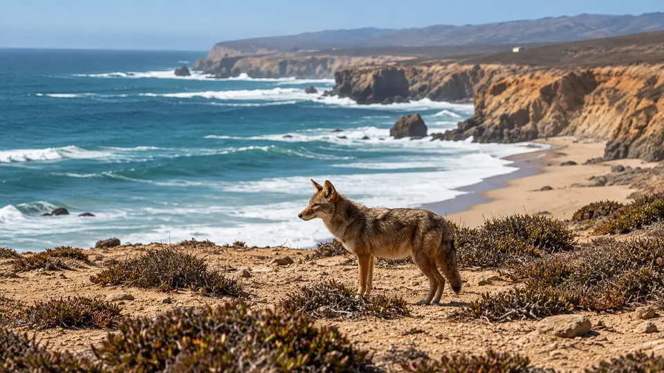 Coyote in its natural habitat, AI illustration