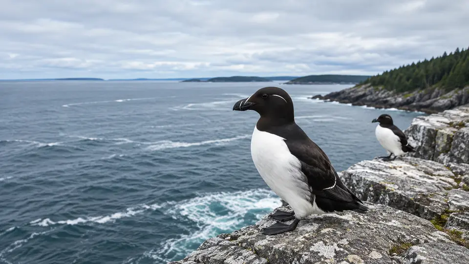 Razorbill in its natural habitat, AI illustration