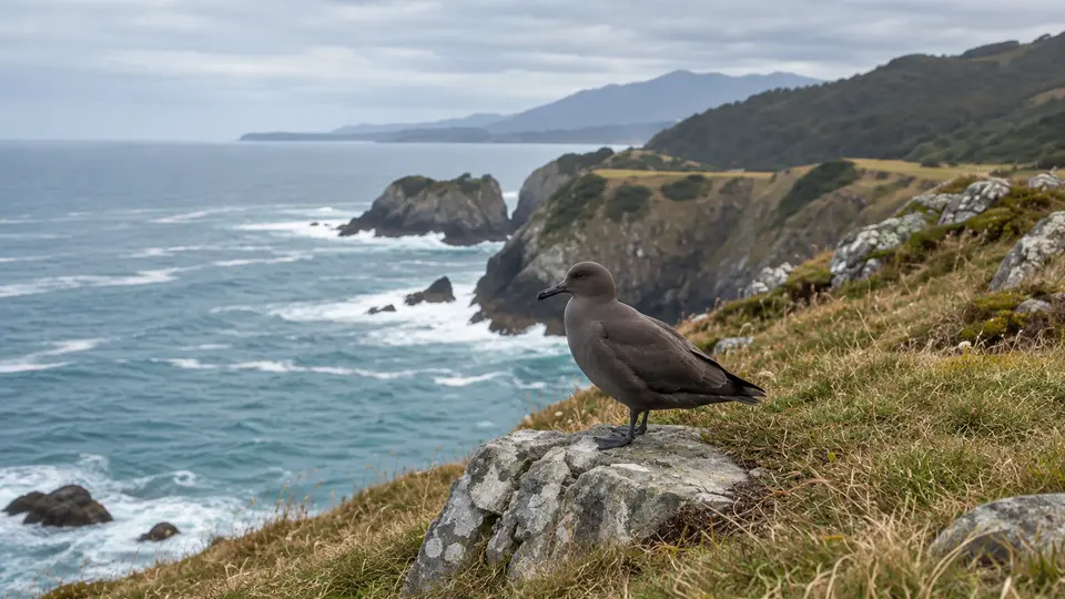 Sooty shearwater in its natural habitat, AI illustration