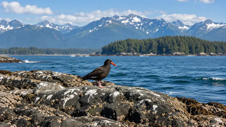 Black Oystercatcher in its natural habitat, AI illustration