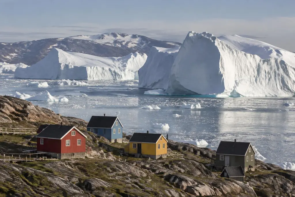 AI-generated illustration of Greenland iceberg fjords