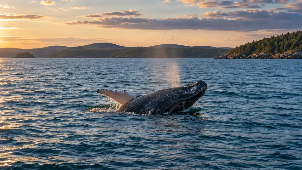 Minke Whale in its natural habitat, AI illustration