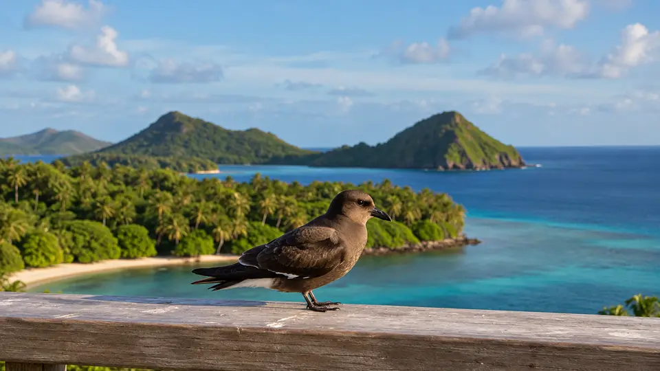 Polynesian storm petrel in its natural habitat, AI illustration