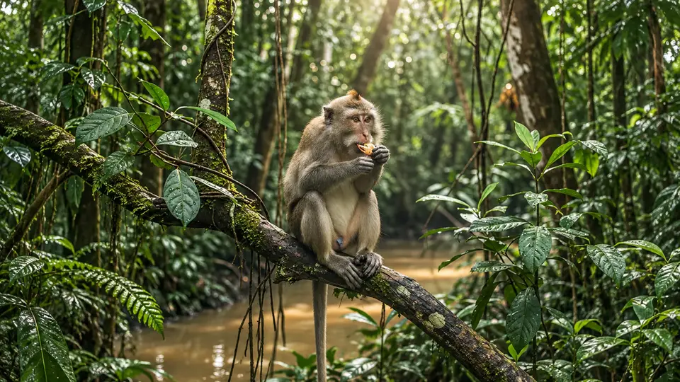 AI-generated illustration of Crab-eating macaque