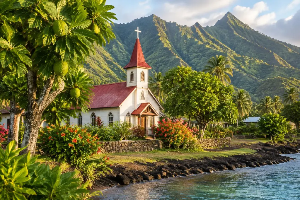 AI-generated illustration of Polynesian cultural sites