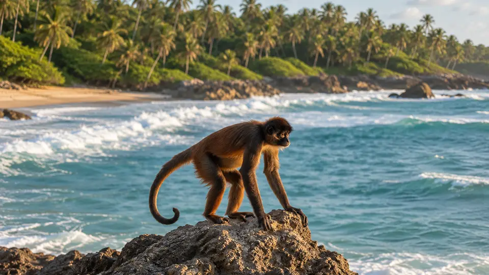 Geoffroy's Spider Monkey in its natural habitat, AI illustration