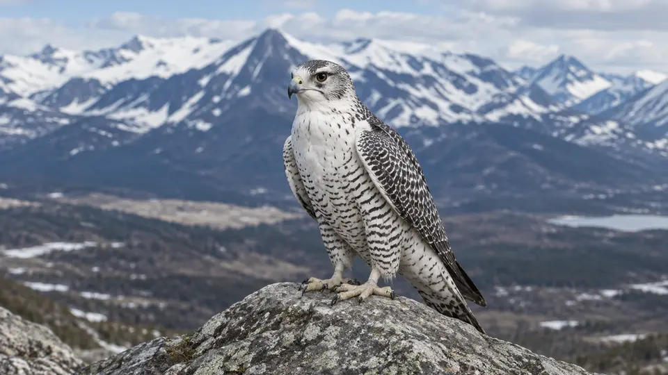Gyrfalcon in its natural habitat, AI illustration