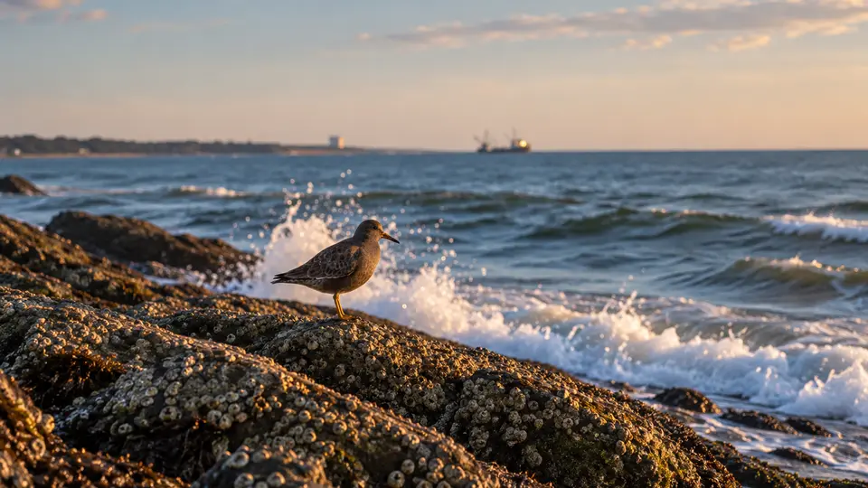 Purple Sandpiper in its natural habitat, AI illustration