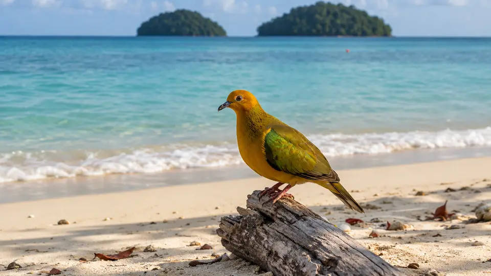 Golden dove in its natural habitat, AI illustration