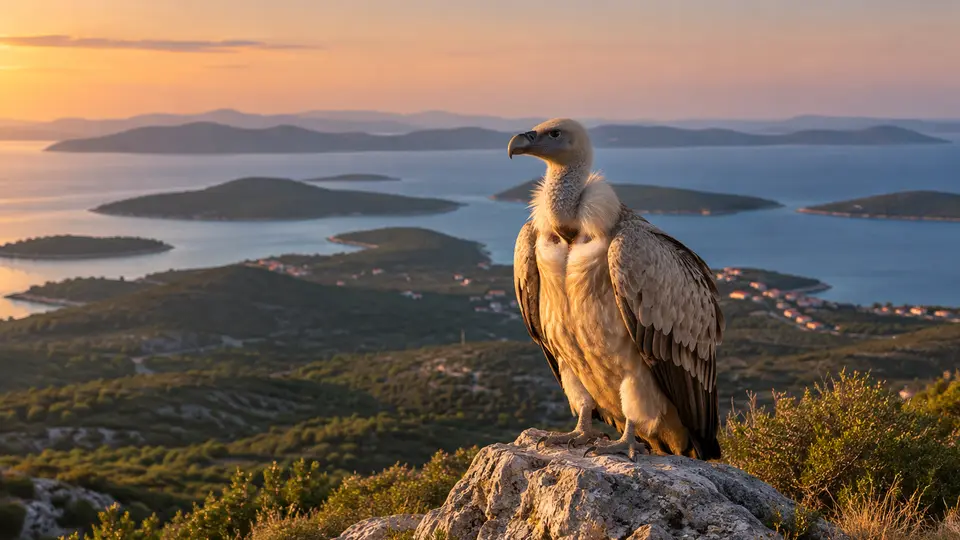 Griffon Vulture in its natural habitat, AI illustration